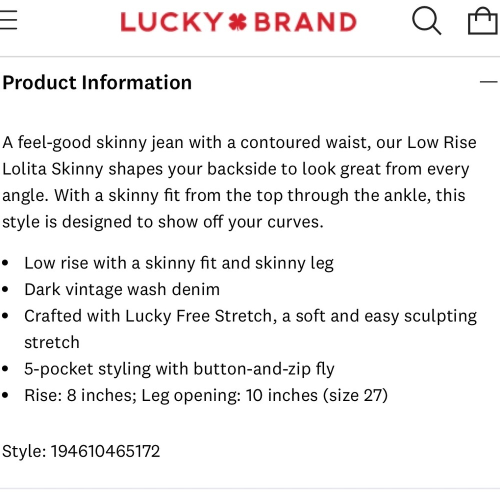 Lucky Brand Denim Low Rise Lolita Skinny Jeans - Picture 10 of 11
